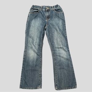 Children's Place Boy's Bootcut Jeans with Adjustable Waist. Dark Blue, Size 10